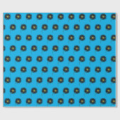 zwarte madeliefjes op aqua blauw cadeaupapier (Vlak)