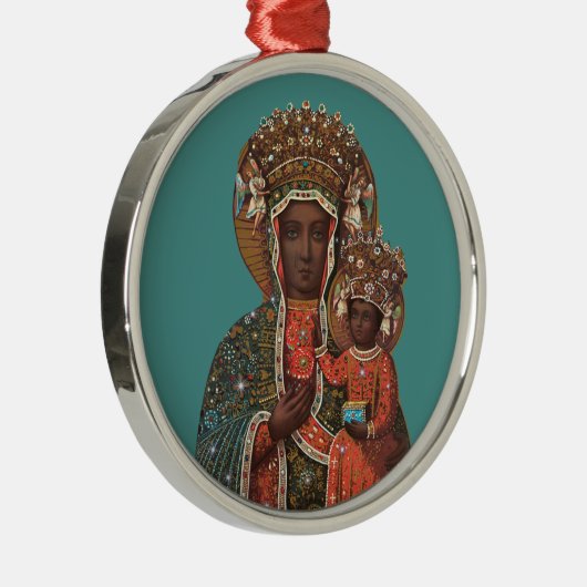 Zwarte Madonna en kerstversiering voor kinderen Metalen Ornament (Rechts)