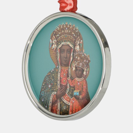 Zwarte Madonna en kerstversiering voor kinderen Metalen Ornament (Links)
