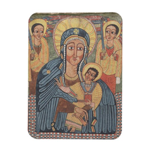 Zwarte Madonna en Kind, Ethiopische Kerst Magneet (Verticaal)