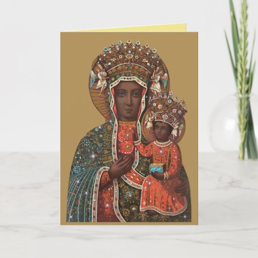 Zwarte Madonna en Kind kerstkaart DRB Versie Feestdagen Kaart (Voorkant)