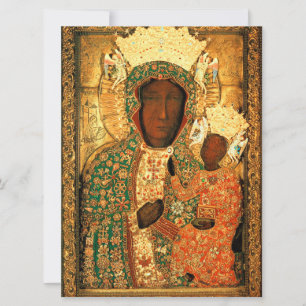 Zwarte Madonna en Kind Onze Lieve Vrouw Fijne Kers Kaart