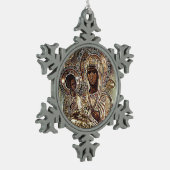 Zwarte Madonna-kerstsieraad Tin Sneeuwvlok Ornament (Links)
