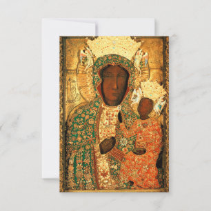 Zwarte Madonna met kind Onze Lieve Vrouw van Czest Bedankkaart