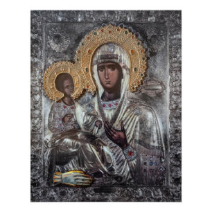 Zwarte Madonna Religieuze Katholieke Kunst Foto Afdruk