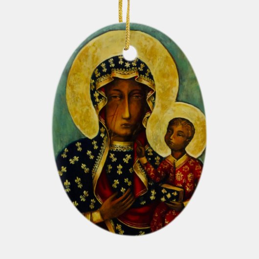 Zwarte Madonna van Częstochowa Keramisch Ornament (Achterkant)