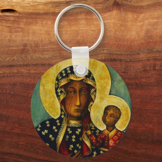Zwarte Madonna van Częstochowa Sleutelhanger (Voorkant)