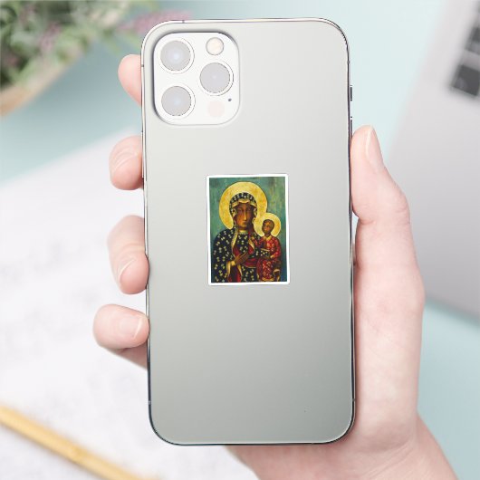 Zwarte Madonna van Częstochowa Sticker (Telefoon)