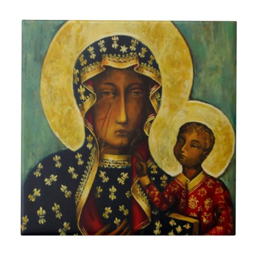 Zwarte Madonna van Częstochowa Tegeltje (Voorkant)