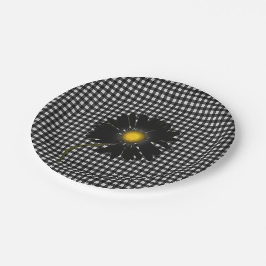 zwarte maffia op gingham papieren bordje (Gekanteld)