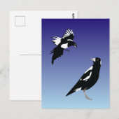 Zwarte magaartvogels op blauwe achtergrond briefkaart (Voorkant / Achterkant)