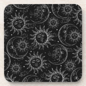 Zwarte Magic Celestial Sun & Moon Bier Onderzetter (Voorkant)