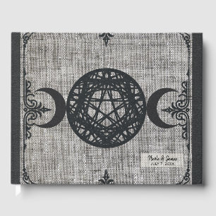 Zwarte Magie Drievoudige Maan Pentagram Vintage Wi Gastenboek