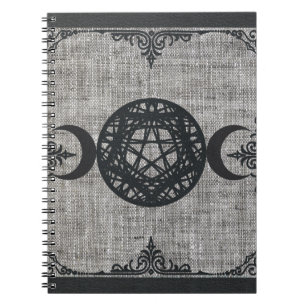 Zwarte Magie Drievoudige Maan Pentagram Vintage Wi Notitieboek