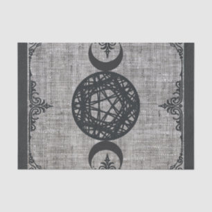 Zwarte Magie Drievoudige Maan Pentagram Vintage Wi Tissuepapier