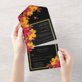 Zwarte magie ontmoet rustieke gouden herfstbruilof all in one uitnodiging (Afscheurbaar)