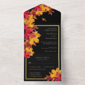 Zwarte magie ontmoet rustieke gouden herfstbruilof all in one uitnodiging (Binnen)