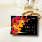 Zwarte magie ontmoet rustieke gouden herfstbruilof bedankkaart