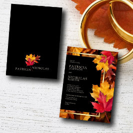Zwarte magie ontmoet rustieke gouden herfstbruilof kaart