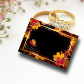 Zwarte magie ontmoet rustieke gouden herfstbruilof RSVP kaartje