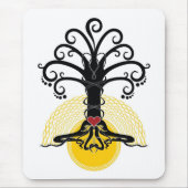 Zwarte magische boom met rood hart erop muismat (Voorkant)