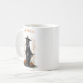 Zwarte magische heks: Halloween heks Gepersonalise Koffiemok (Voorkant links)