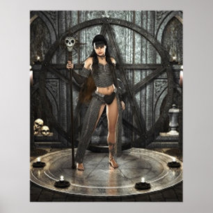 Zwarte magische heks poster