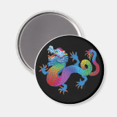 Zwarte Magneet met Kleurrijke Draak (Voorkant / Achterkant)
