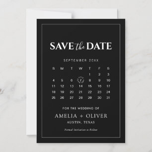 Zwarte Magnetische Kalender Minimalistische Save t Uitnodiging