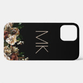 Zwarte Magnolia met Monogram Case-Mate iPhone Case (Achterkant (horizontaal))