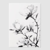 Zwarte Magnolia Moderne Botanische Inkt Wedding Vellum Uitnodigingen (Voorkant)