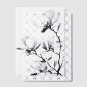 Zwarte Magnolia Moderne Botanische Inkt Wedding Vellum Uitnodigingen (Offset (Uitnodiging))