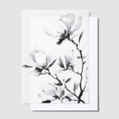 Zwarte Magnolia Moderne Botanische Inkt Wedding Vellum Uitnodigingen (Offset)