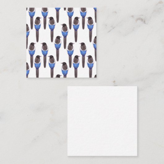 Zwarte magpie of Amerikaanse magpie-waterverf Informatiekaartje (Voorkant / Achterkant)