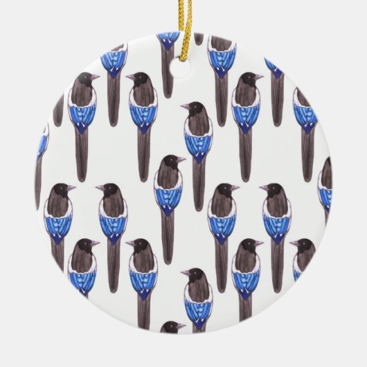 Zwarte magpie of Amerikaanse magpie waterverf Keramisch Ornament (Voorkant)