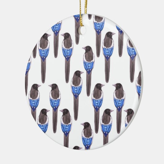 Zwarte magpie of Amerikaanse magpie waterverf Keramisch Ornament (Links)