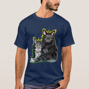Zwarte maine coon kattenbroertjes met groene ogen t-shirt