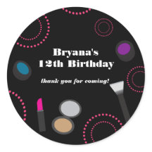 Zwarte Make-up Feest Favor Stickers met Roze Draai