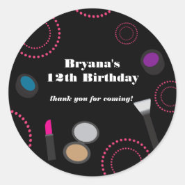 Zwarte Make-up Feest Favor Stickers met Roze Draai