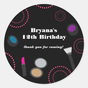 Zwarte Make-up Feest Favor Stickers met Roze Draai