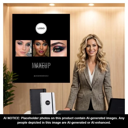 Zwarte Make-up Studio Foto Collage Beurs Wandkleed