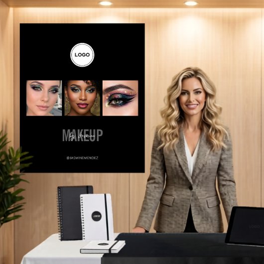 Zwarte Make-up Studio Foto Collage Beurs Wandkleed