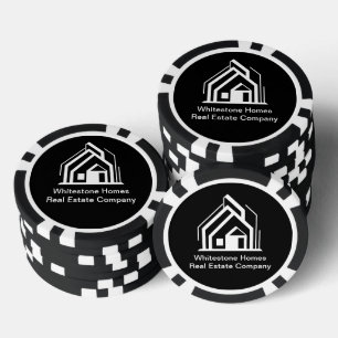 Zwarte makelaar onroerend goed bedrijf poker chips