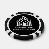 Zwarte makelaar onroerend goed bedrijf poker chips (Enkel)