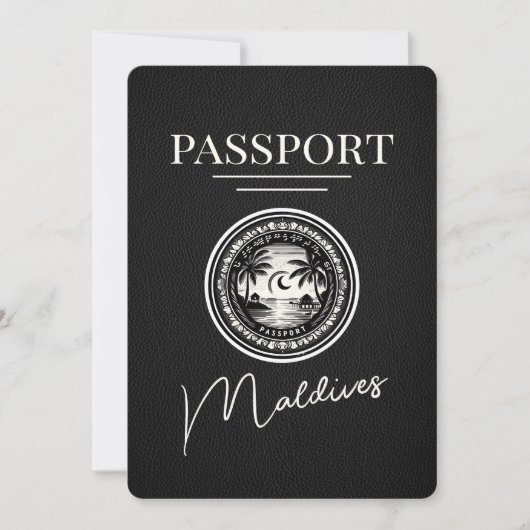Zwarte Malediven Paspoort Bewaar de datum Save The Date (Voorkant)