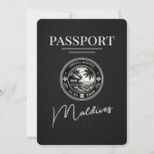 Zwarte Malediven Paspoort Huwelijksuitnodiging Kaart (Achterkant)