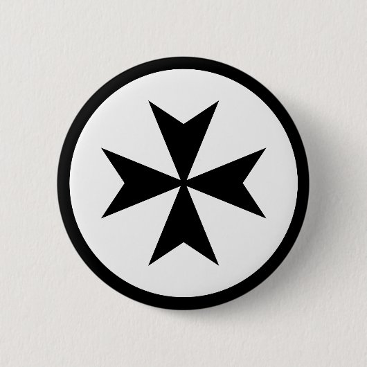 Zwarte Maltezer Kruis Ronde Button 5,7 Cm (Voorkant)