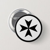 Zwarte Maltezer Kruis Ronde Button 5,7 Cm (Voorkant /achterkant)