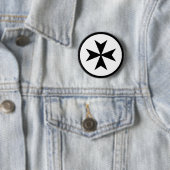Zwarte Maltezer Kruis Ronde Button 5,7 Cm (In situ)
