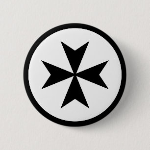 Zwarte Maltezer Kruis Ronde Button 5,7 Cm